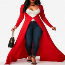 Load image into Gallery viewer, 2017 Autumn Fashion Women Red Open Stitch Cloak Trench Coats Outwears Poncho Coat Plus Size 2XL