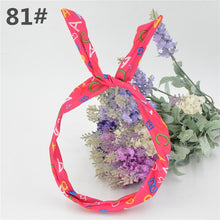 Load image into Gallery viewer, 1Pc Cute Leopard Dots lip print flower Bunny Rabbit Ear Ribbon Headwear Hairband Metal Wire Scarf Headband Hair Band Accessories