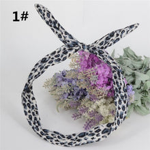 Load image into Gallery viewer, 1Pc Cute Leopard Dots lip print flower Bunny Rabbit Ear Ribbon Headwear Hairband Metal Wire Scarf Headband Hair Band Accessories