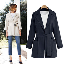 Load image into Gallery viewer, 2018 Autumn Winter Fashion European Trench Coat For Women Windbreaker Turn-Down Collar Slim Long Trench Belt