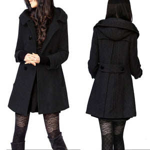 Gold Hands Winter Women Streetwear Elegant Hooded Solid Plus Size 4XL Knee Length Coat Autumn Fashion Women Coats Outerwear