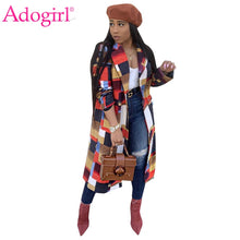 Load image into Gallery viewer, Adogirl Colorful Plaid Woolen Coat Turn Down Collar Double Breasted Fashion Casual Wool Jacket Warm Winter Long Outwear Outfits