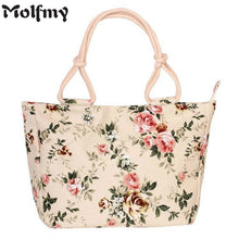 Load image into Gallery viewer, 2019 Fashion Folding Women Big Size Handbag Tote Ladies Casual Flower Printing Canvas Graffiti Shoulder Bag Beach Bolsa Feminina