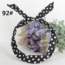 Load image into Gallery viewer, 1Pc Cute Leopard Dots lip print flower Bunny Rabbit Ear Ribbon Headwear Hairband Metal Wire Scarf Headband Hair Band Accessories