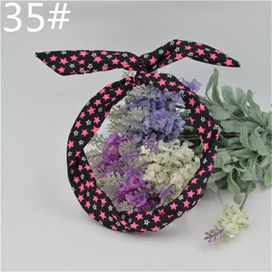 1Pc Cute Leopard Dots lip print flower Bunny Rabbit Ear Ribbon Headwear Hairband Metal Wire Scarf Headband Hair Band Accessories