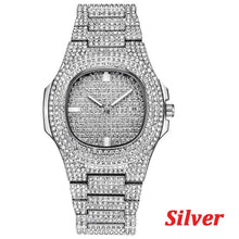 Load image into Gallery viewer, TOPGRILLZ Brand Iced Out Watch Quartz Gold HIP HOP Wrist Watches With Micropave CZ Stainless Steel Ice Watch Clock relogio