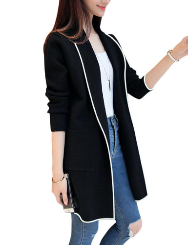 MISSKY 2018 Winter Women Fashion Solid Color Loose Cardigan Classic Elegant All-match Tops Coat