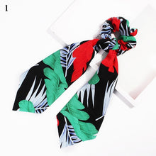 Load image into Gallery viewer, fashion summer Ponytail Scarf Elastic Hair Rope for Women Hair Bow Ties Scrunchies Hair Bands Flower Print Ribbon Hairbands