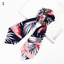 Load image into Gallery viewer, fashion summer Ponytail Scarf Elastic Hair Rope for Women Hair Bow Ties Scrunchies Hair Bands Flower Print Ribbon Hairbands