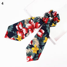 Load image into Gallery viewer, fashion summer Ponytail Scarf Elastic Hair Rope for Women Hair Bow Ties Scrunchies Hair Bands Flower Print Ribbon Hairbands