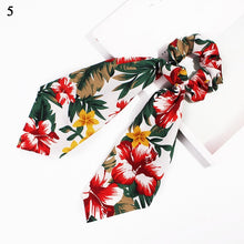 Load image into Gallery viewer, fashion summer Ponytail Scarf Elastic Hair Rope for Women Hair Bow Ties Scrunchies Hair Bands Flower Print Ribbon Hairbands