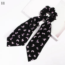 Load image into Gallery viewer, fashion summer Ponytail Scarf Elastic Hair Rope for Women Hair Bow Ties Scrunchies Hair Bands Flower Print Ribbon Hairbands