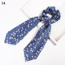 Load image into Gallery viewer, fashion summer Ponytail Scarf Elastic Hair Rope for Women Hair Bow Ties Scrunchies Hair Bands Flower Print Ribbon Hairbands