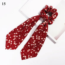 Load image into Gallery viewer, fashion summer Ponytail Scarf Elastic Hair Rope for Women Hair Bow Ties Scrunchies Hair Bands Flower Print Ribbon Hairbands