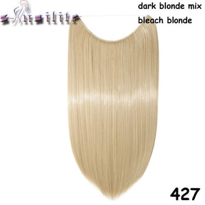 S-noilite 20 inch Invisible Wire No Clip One Piece Hair Extensions Secret Fish Line Hairpieces Silky Straight natural Synthetic