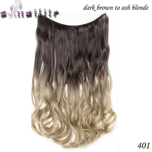 S-noilite 20 inch Invisible Wire No Clip One Piece Hair Extensions Secret Fish Line Hairpieces Silky Straight natural Synthetic