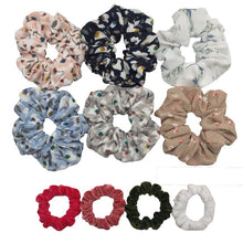 Load image into Gallery viewer, 10 Pcs/lot Soft Chiffon Velvet Satin Hair Scrunchie Floral Grip Loop Holder Stretchy Hair Band Leopard Women Hair Accessories