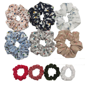 10 Pcs/lot Soft Chiffon Velvet Satin Hair Scrunchie Floral Grip Loop Holder Stretchy Hair Band Leopard Women Hair Accessories