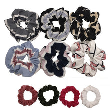 Load image into Gallery viewer, 10 Pcs/lot Soft Chiffon Velvet Satin Hair Scrunchie Floral Grip Loop Holder Stretchy Hair Band Leopard Women Hair Accessories