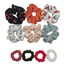 Load image into Gallery viewer, 10 Pcs/lot Soft Chiffon Velvet Satin Hair Scrunchie Floral Grip Loop Holder Stretchy Hair Band Leopard Women Hair Accessories