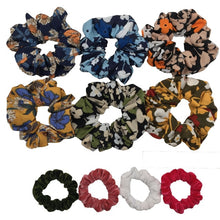 Load image into Gallery viewer, 10 Pcs/lot Soft Chiffon Velvet Satin Hair Scrunchie Floral Grip Loop Holder Stretchy Hair Band Leopard Women Hair Accessories