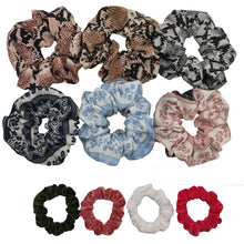 Load image into Gallery viewer, 10 Pcs/lot Soft Chiffon Velvet Satin Hair Scrunchie Floral Grip Loop Holder Stretchy Hair Band Leopard Women Hair Accessories