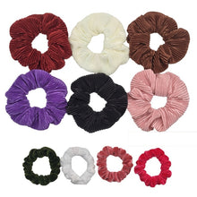 Load image into Gallery viewer, 10 Pcs/lot Soft Chiffon Velvet Satin Hair Scrunchie Floral Grip Loop Holder Stretchy Hair Band Leopard Women Hair Accessories