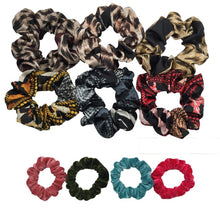 Load image into Gallery viewer, 10 Pcs/lot Soft Chiffon Velvet Satin Hair Scrunchie Floral Grip Loop Holder Stretchy Hair Band Leopard Women Hair Accessories