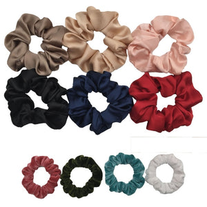 10 Pcs/lot Soft Chiffon Velvet Satin Hair Scrunchie Floral Grip Loop Holder Stretchy Hair Band Leopard Women Hair Accessories