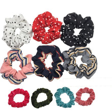 Load image into Gallery viewer, 10 Pcs/lot Soft Chiffon Velvet Satin Hair Scrunchie Floral Grip Loop Holder Stretchy Hair Band Leopard Women Hair Accessories