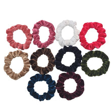 Load image into Gallery viewer, 10 Pcs/lot Soft Chiffon Velvet Satin Hair Scrunchie Floral Grip Loop Holder Stretchy Hair Band Leopard Women Hair Accessories