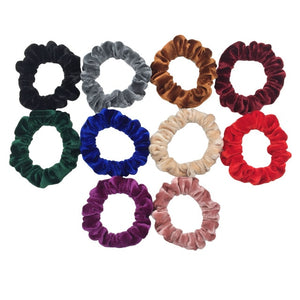 10 Pcs/lot Soft Chiffon Velvet Satin Hair Scrunchie Floral Grip Loop Holder Stretchy Hair Band Leopard Women Hair Accessories