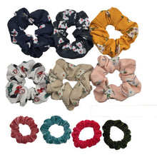 Load image into Gallery viewer, 10 Pcs/lot Soft Chiffon Velvet Satin Hair Scrunchie Floral Grip Loop Holder Stretchy Hair Band Leopard Women Hair Accessories