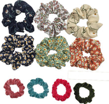 Load image into Gallery viewer, 10 Pcs/lot Soft Chiffon Velvet Satin Hair Scrunchie Floral Grip Loop Holder Stretchy Hair Band Leopard Women Hair Accessories