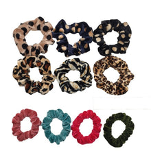 Load image into Gallery viewer, 10 Pcs/lot Soft Chiffon Velvet Satin Hair Scrunchie Floral Grip Loop Holder Stretchy Hair Band Leopard Women Hair Accessories