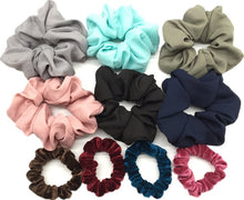 Load image into Gallery viewer, 10 Pcs/lot Soft Chiffon Velvet Satin Hair Scrunchie Floral Grip Loop Holder Stretchy Hair Band Leopard Women Hair Accessories