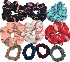 10 Pcs/lot Soft Chiffon Velvet Satin Hair Scrunchie Floral Grip Loop Holder Stretchy Hair Band Leopard Women Hair Accessories