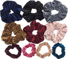 Load image into Gallery viewer, 10 Pcs/lot Soft Chiffon Velvet Satin Hair Scrunchie Floral Grip Loop Holder Stretchy Hair Band Leopard Women Hair Accessories