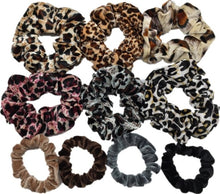 Load image into Gallery viewer, 10 Pcs/lot Soft Chiffon Velvet Satin Hair Scrunchie Floral Grip Loop Holder Stretchy Hair Band Leopard Women Hair Accessories