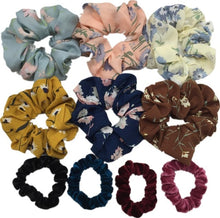 Load image into Gallery viewer, 10 Pcs/lot Soft Chiffon Velvet Satin Hair Scrunchie Floral Grip Loop Holder Stretchy Hair Band Leopard Women Hair Accessories