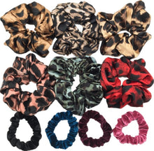 Load image into Gallery viewer, 10 Pcs/lot Soft Chiffon Velvet Satin Hair Scrunchie Floral Grip Loop Holder Stretchy Hair Band Leopard Women Hair Accessories