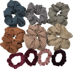 10 Pcs/lot Soft Chiffon Velvet Satin Hair Scrunchie Floral Grip Loop Holder Stretchy Hair Band Leopard Women Hair Accessories