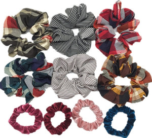 10 Pcs/lot Soft Chiffon Velvet Satin Hair Scrunchie Floral Grip Loop Holder Stretchy Hair Band Leopard Women Hair Accessories