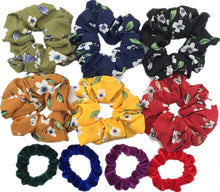 Load image into Gallery viewer, 10 Pcs/lot Soft Chiffon Velvet Satin Hair Scrunchie Floral Grip Loop Holder Stretchy Hair Band Leopard Women Hair Accessories