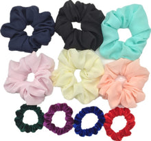 Load image into Gallery viewer, 10 Pcs/lot Soft Chiffon Velvet Satin Hair Scrunchie Floral Grip Loop Holder Stretchy Hair Band Leopard Women Hair Accessories