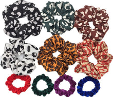 Load image into Gallery viewer, 10 Pcs/lot Soft Chiffon Velvet Satin Hair Scrunchie Floral Grip Loop Holder Stretchy Hair Band Leopard Women Hair Accessories