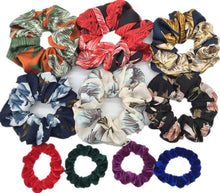 Load image into Gallery viewer, 10 Pcs/lot Soft Chiffon Velvet Satin Hair Scrunchie Floral Grip Loop Holder Stretchy Hair Band Leopard Women Hair Accessories