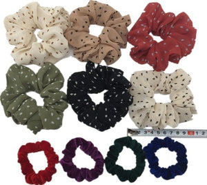 10 Pcs/lot Soft Chiffon Velvet Satin Hair Scrunchie Floral Grip Loop Holder Stretchy Hair Band Leopard Women Hair Accessories