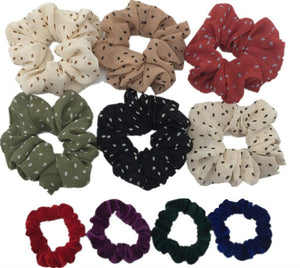 10 Pcs/lot Soft Chiffon Velvet Satin Hair Scrunchie Floral Grip Loop Holder Stretchy Hair Band Leopard Women Hair Accessories