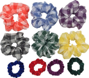 10 Pcs/lot Soft Chiffon Velvet Satin Hair Scrunchie Floral Grip Loop Holder Stretchy Hair Band Leopard Women Hair Accessories